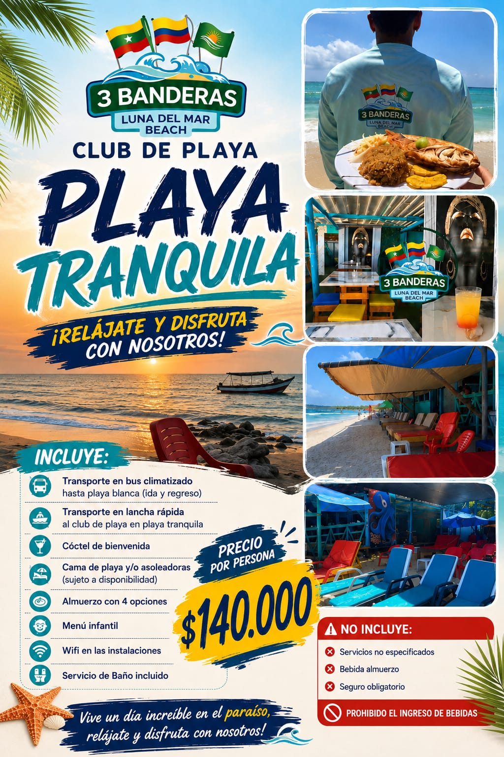 Tour Playa Tranquila Barú desde Cartagena