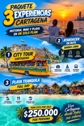 Paquete de 3 experiencias en Cartagena: City Tour, Playa Tranquila y atardecer en bote con barra libre