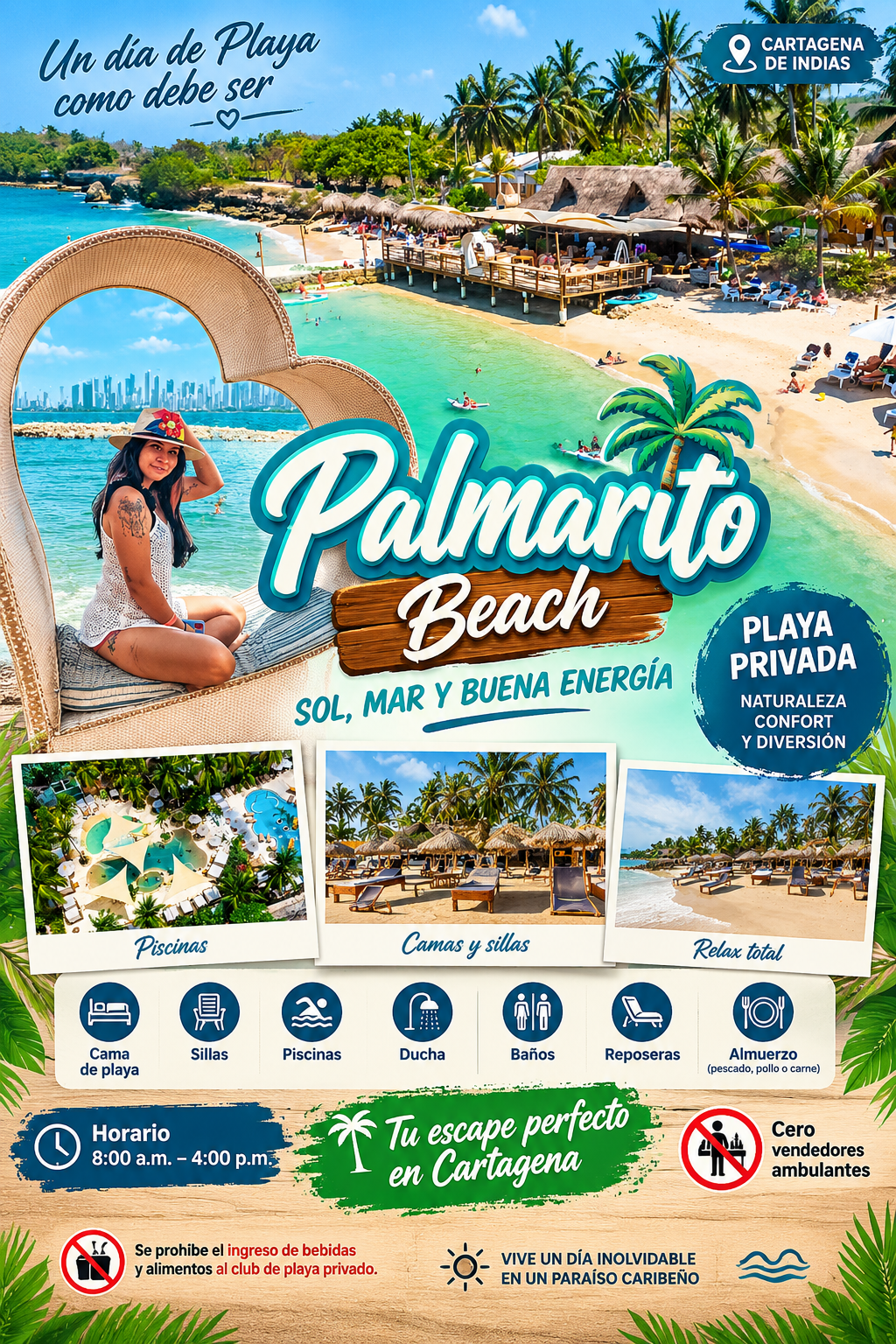 Palmarito Beach Cartagena club de playa frente al mar