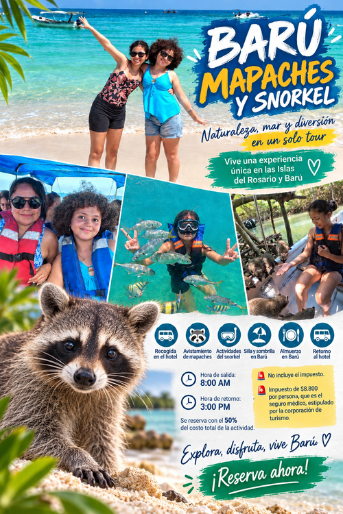 Tour Barú Mapaches y Snorkel desde Cartagena