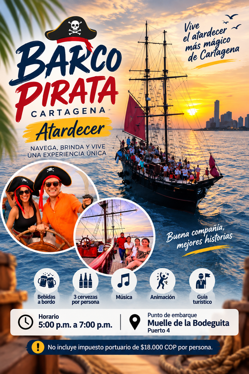 Barco Pirata Cartagena con música y animación
