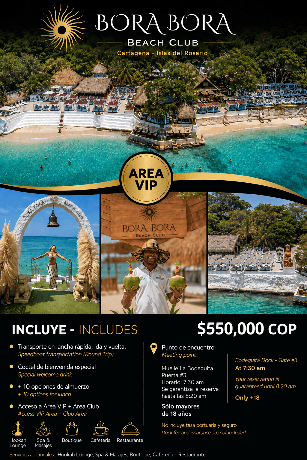 Bora Bora Beach Club Cartagena pasadía