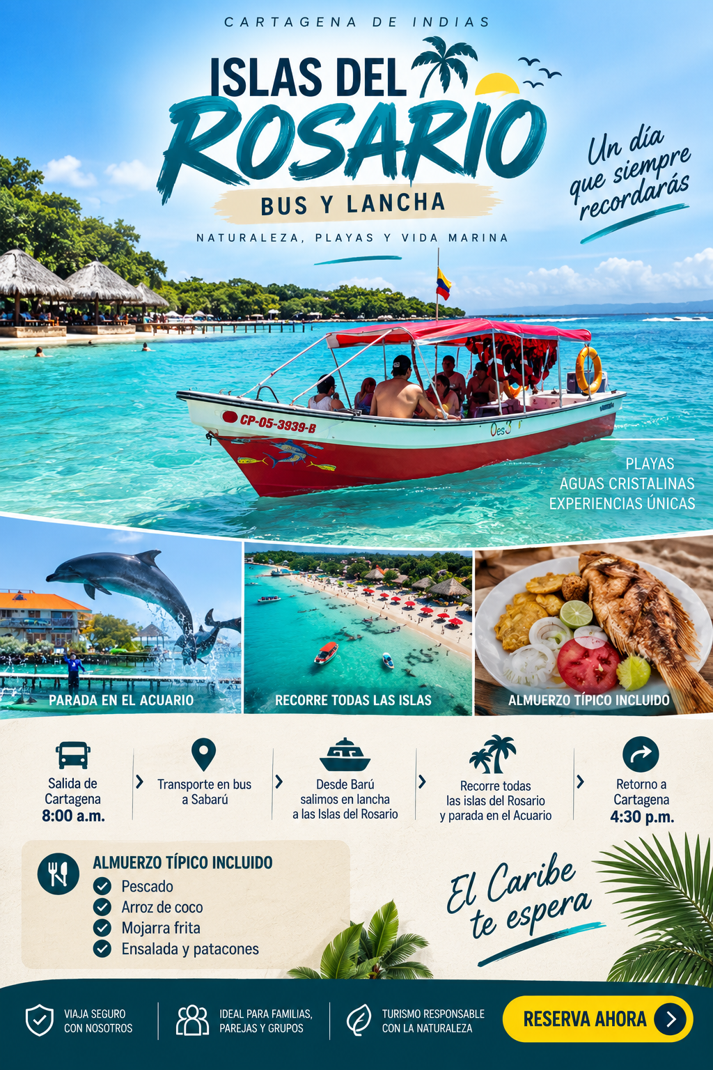 Tour Islas del Rosario desde Cartagena en bus y lancha