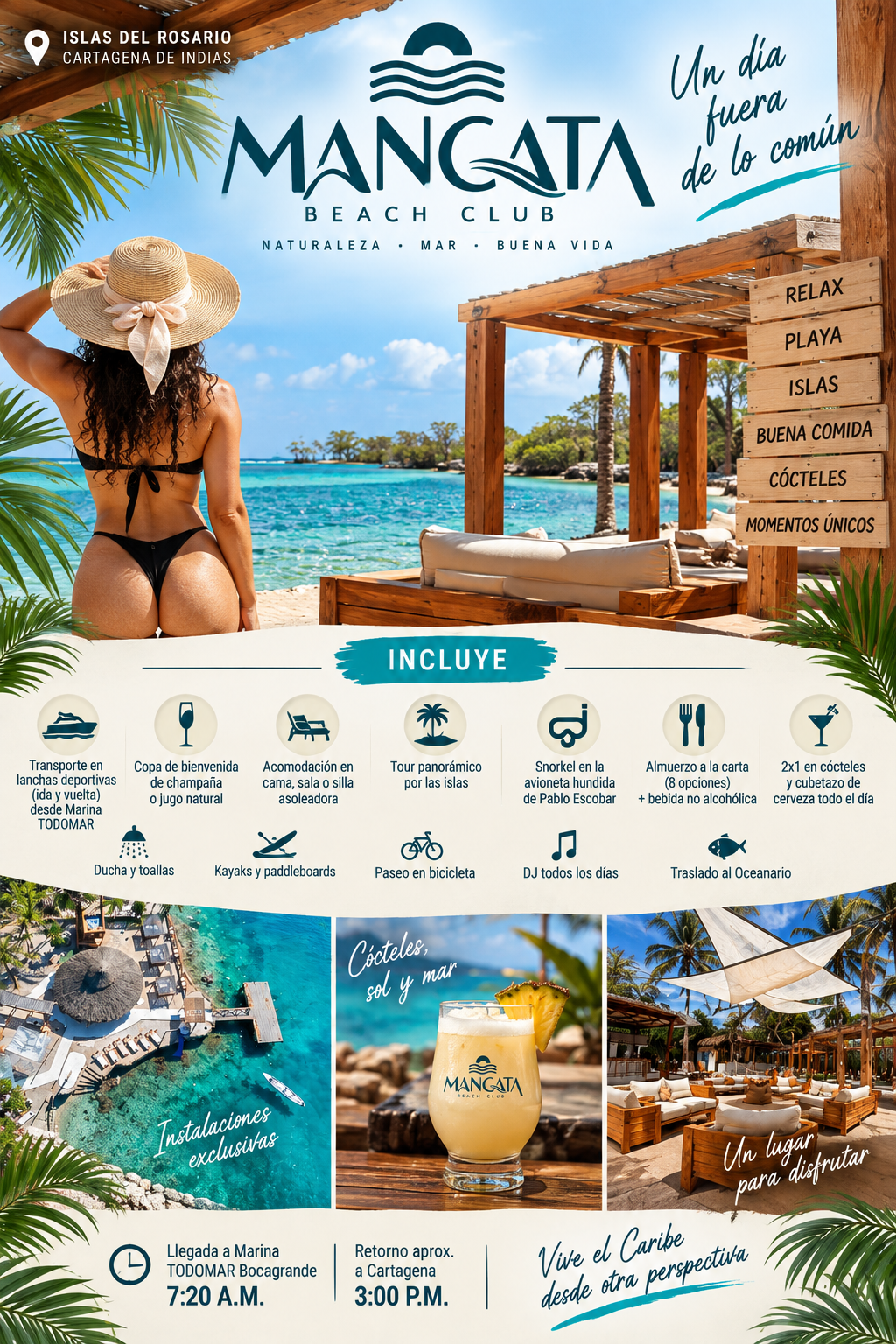 Mangata Beach Cartagena club de playa en las Islas del Rosario
